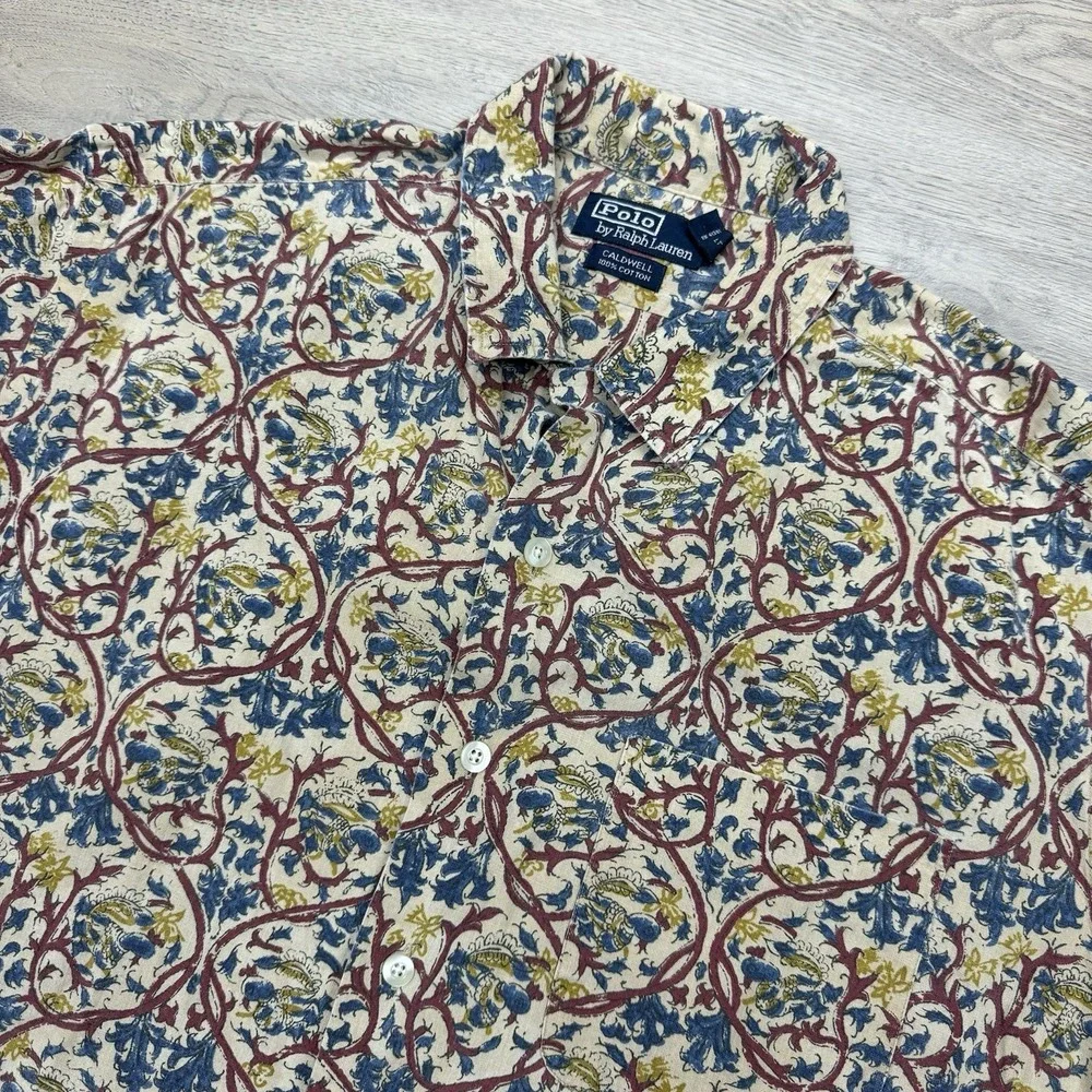 VTG Polo Ralph Lauren Caldwell Paisley Floral Shirt Men's Sz L Cotton‎